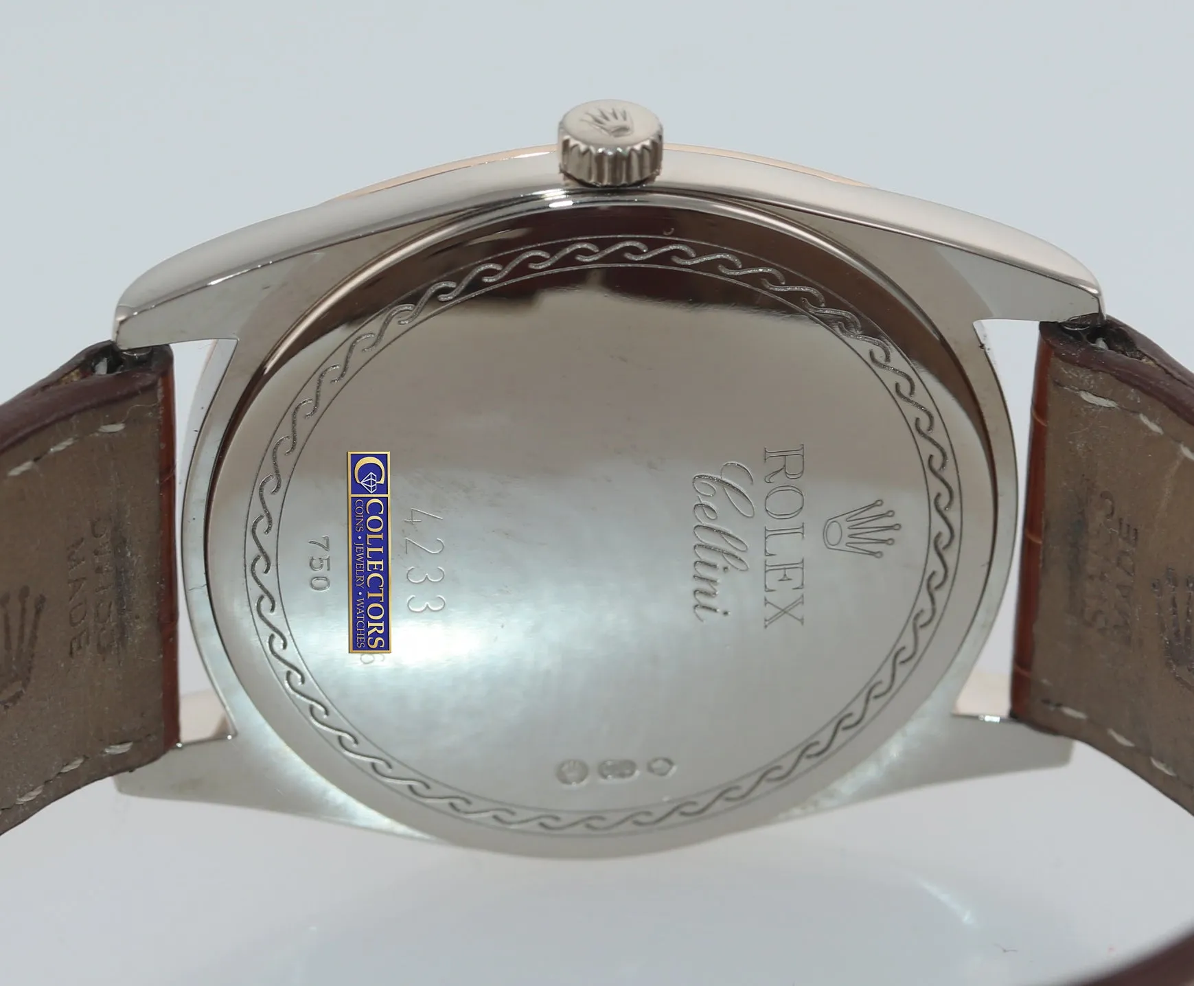 MINT Rolex Cellini Danaos 18k White Gold Rose Gold 4233 Black Dial Manual Watch