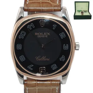 MINT Rolex Cellini Danaos 18k White Gold Rose Gold 4233 Black Dial Manual Watch