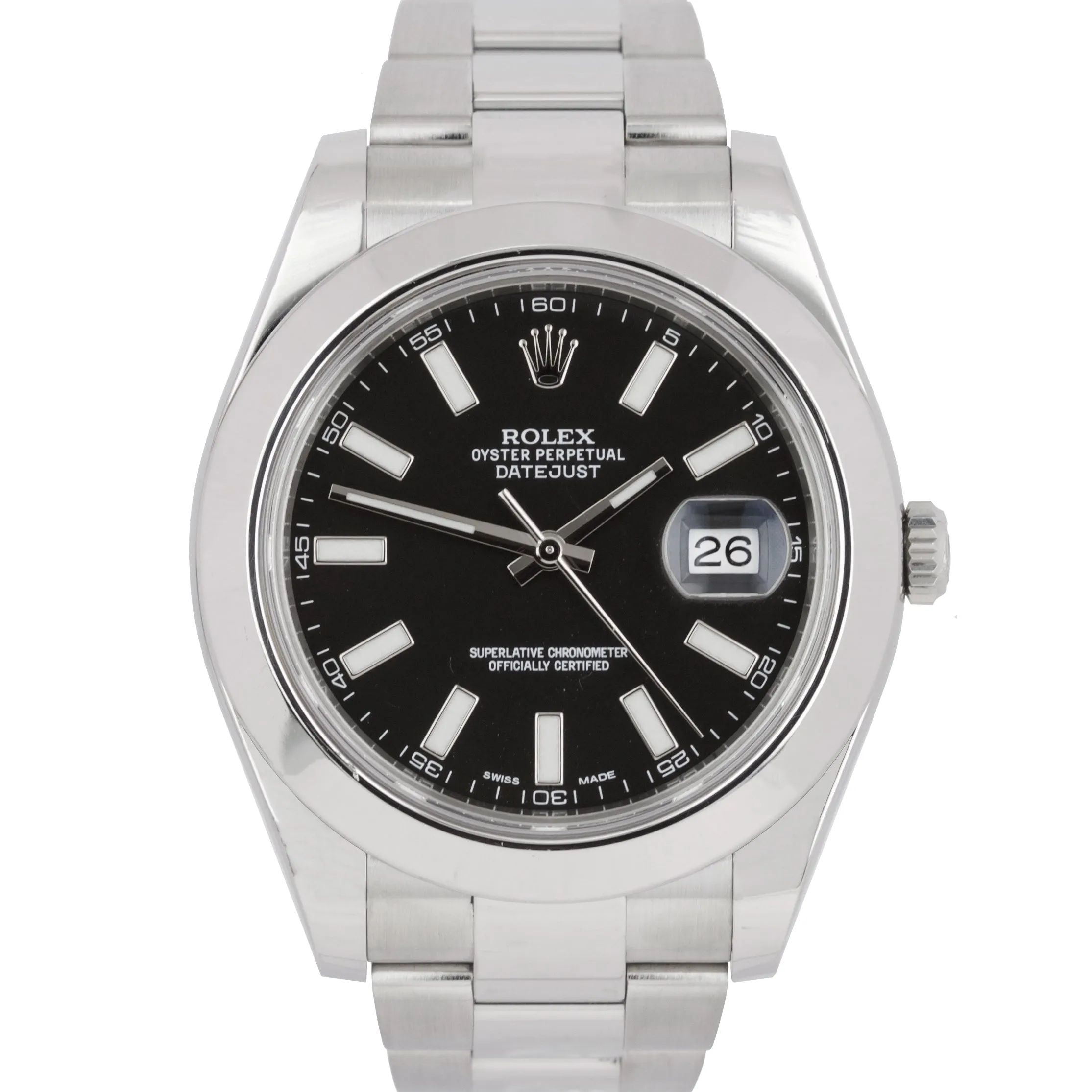 MINT Rolex DateJust II 41mm Black Smooth Bezel Stainless Steel Watch 116300