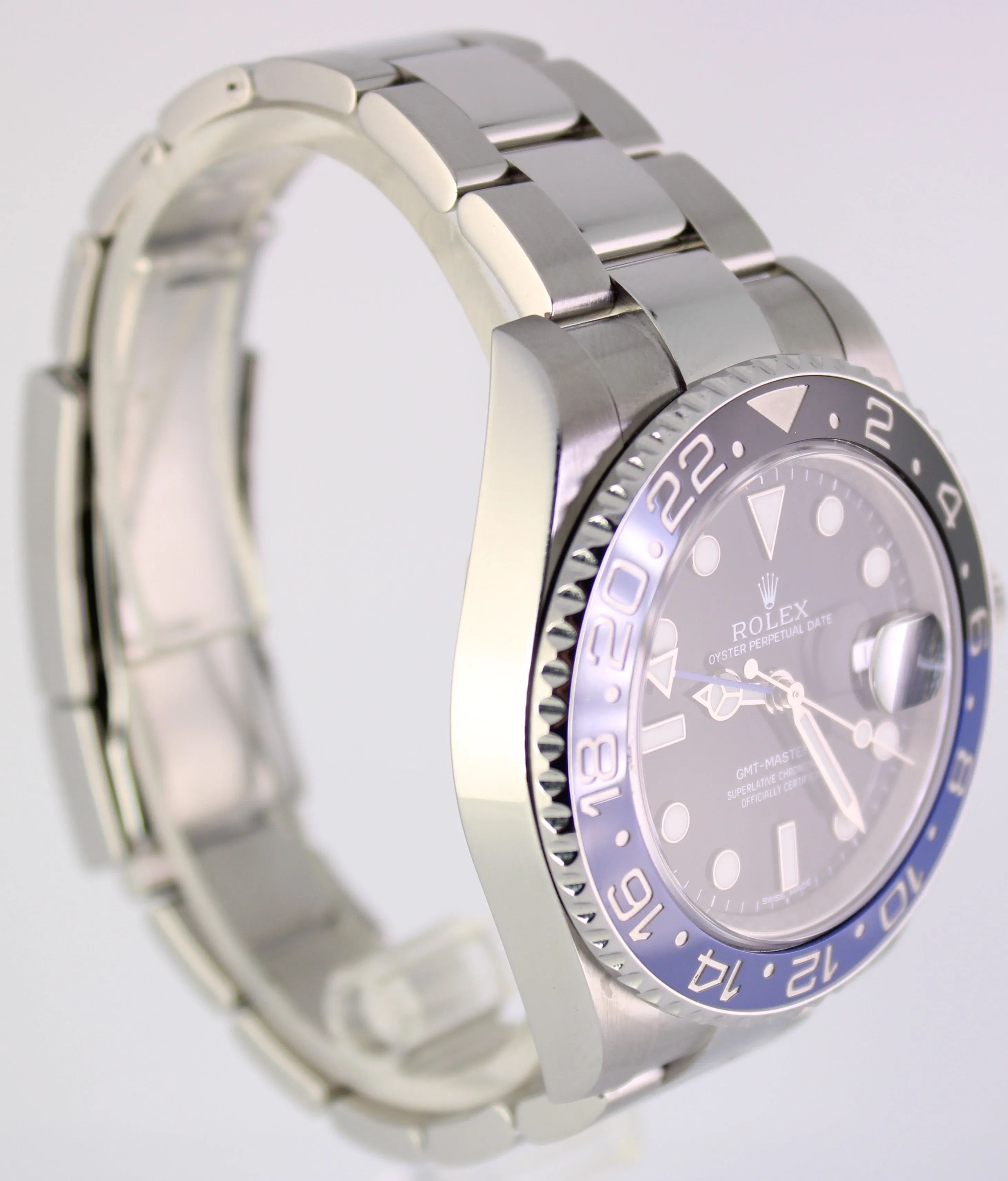 MINT Rolex GMT-Master II Batman Blue Black 40mm Steel Watch 116710B Full Set