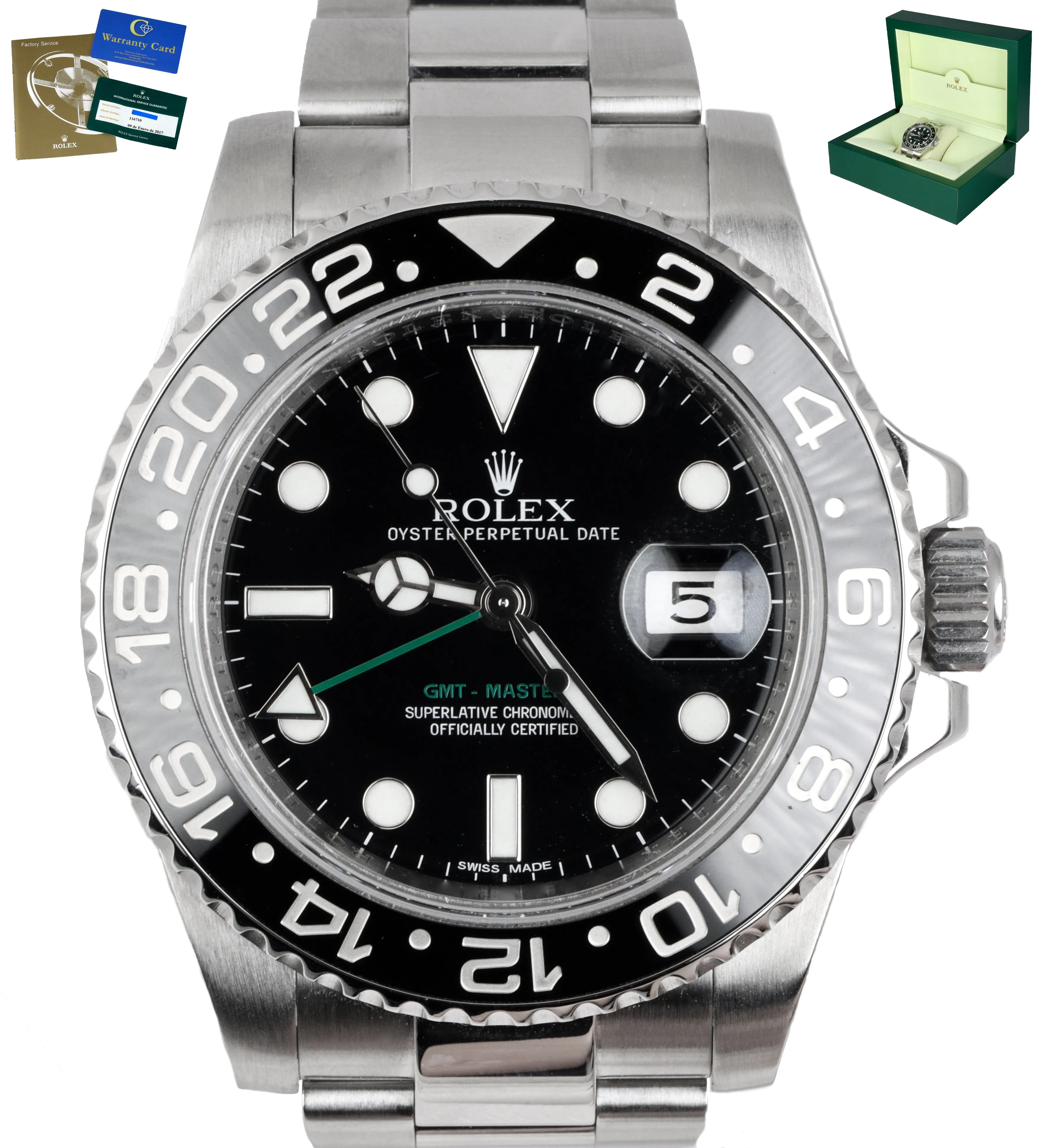 MINT Rolex GMT-Master II Black Stainless Steel 40mm Ceramic 116710 LN Watch