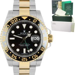 MINT Rolex GMT-Master II Ceramic Black Two-Tone Gold 40mm Watch FULL SET 116713