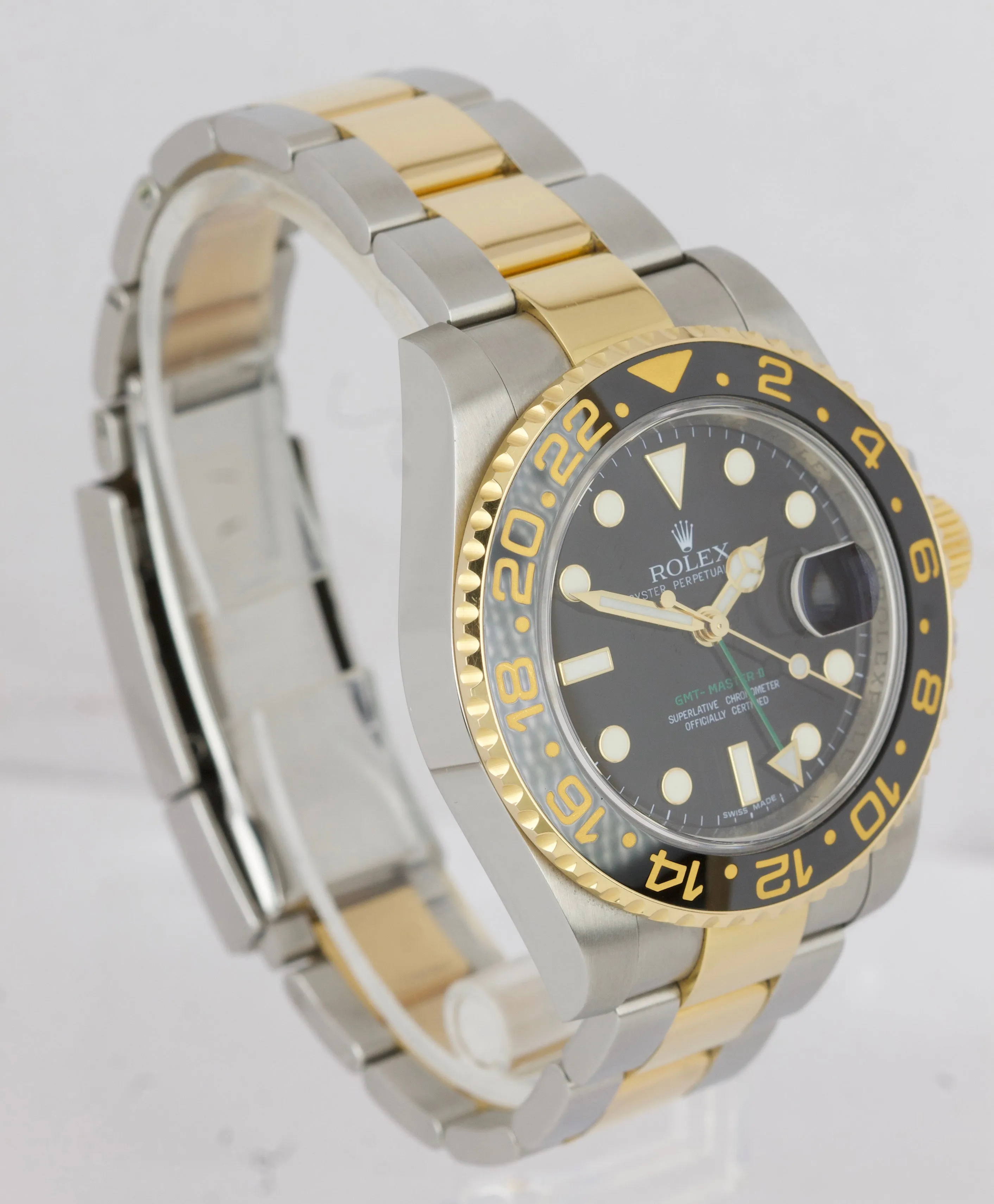 MINT Rolex GMT-Master II Ceramic Black Two-Tone Gold 40mm Watch FULL SET 116713