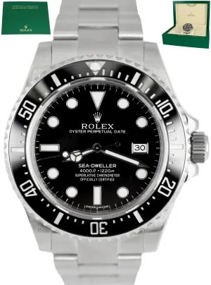MINT Rolex Sea-Dweller 4000 SD4K Ceramic Black 40mm Stainless Steel Watch 116600