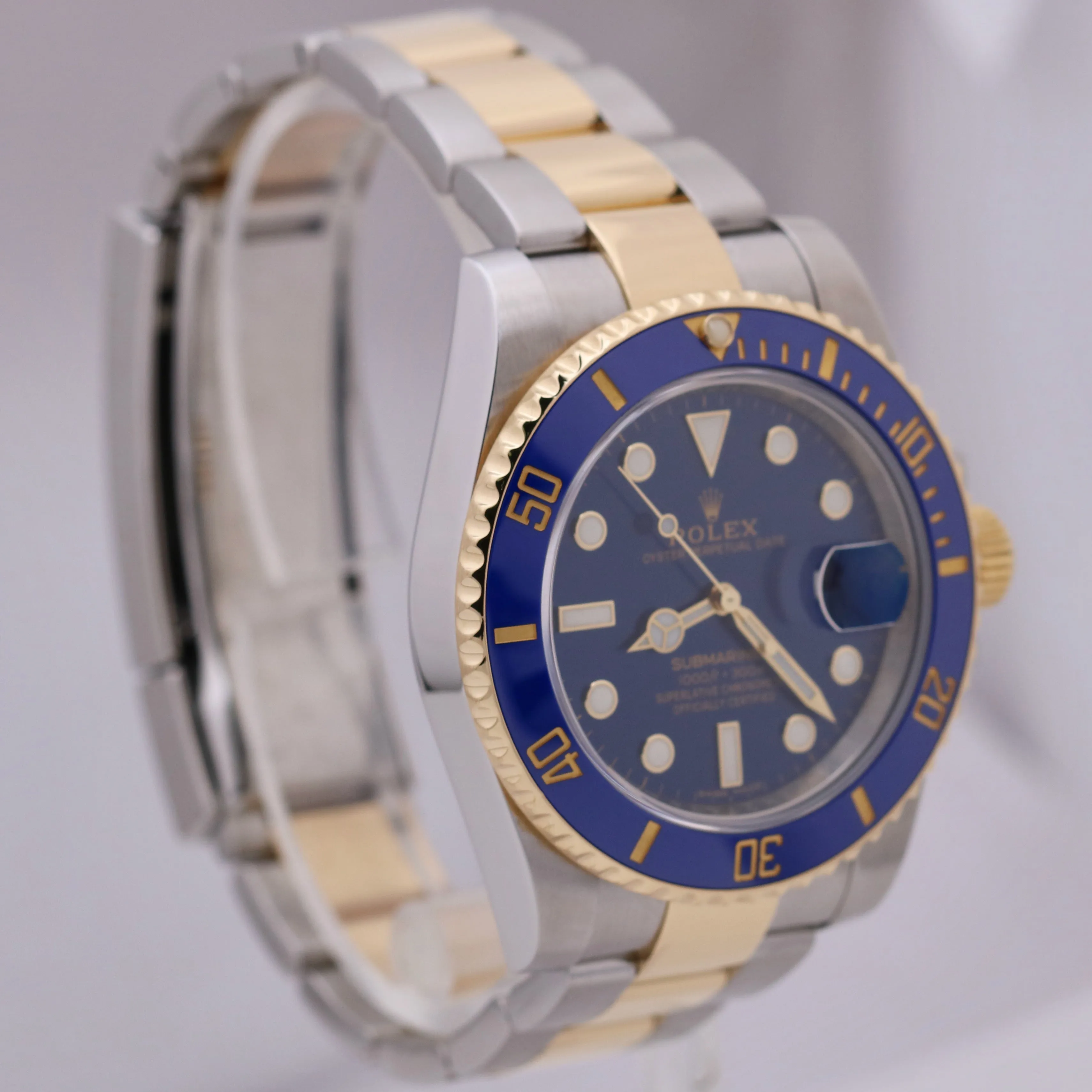 MINT Rolex Submariner Date BLUE Two-Tone 18K Yellow Gold Stainless 116613 LB