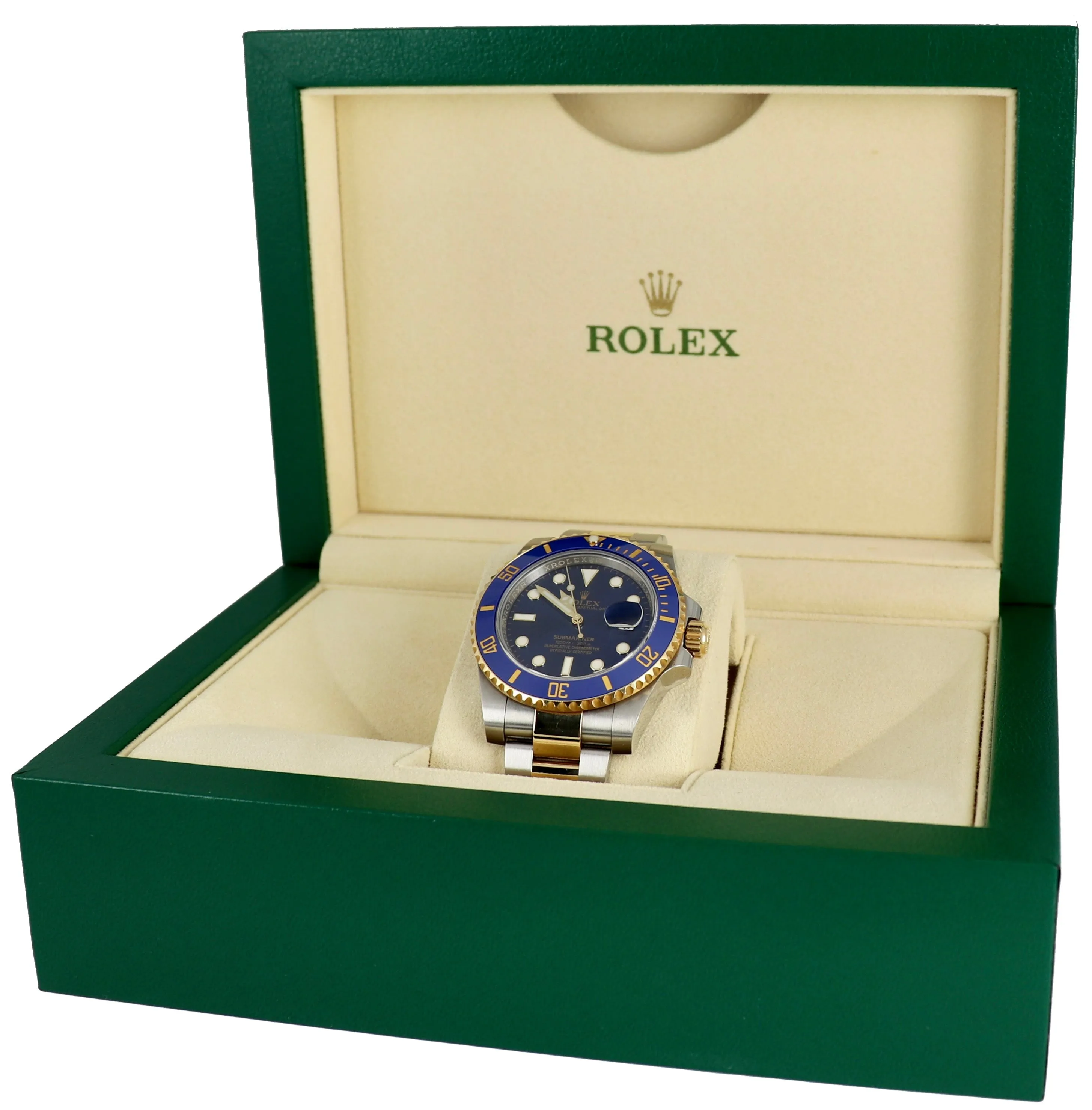 MINT Rolex Submariner Sunburst Blue Ceramic Two-Tone 18K Gold 116613 LB B P