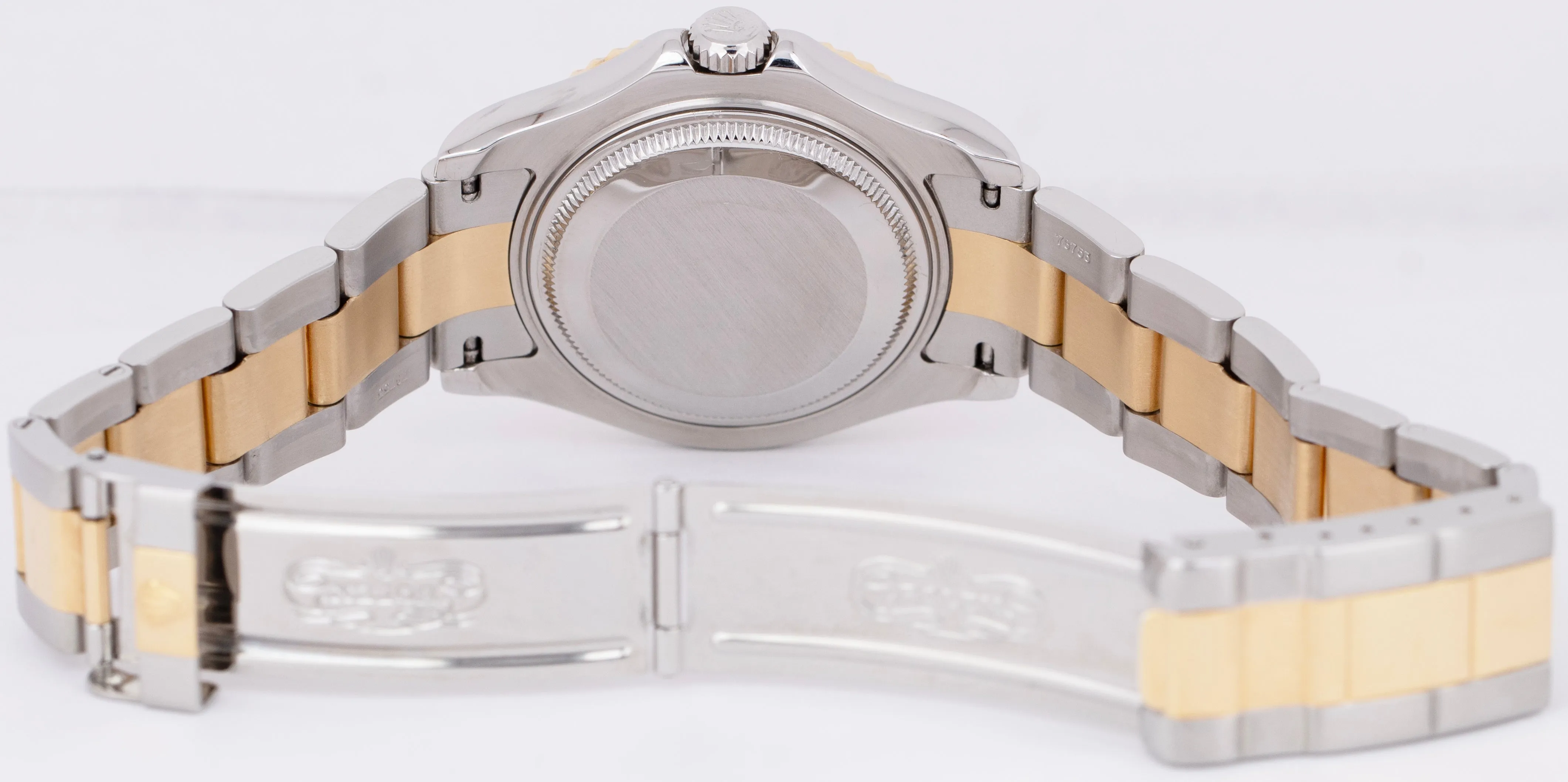 MINT Rolex Yacht-Master Two-Tone Yellow Gold Stainless Blue 35mm Watch 168623