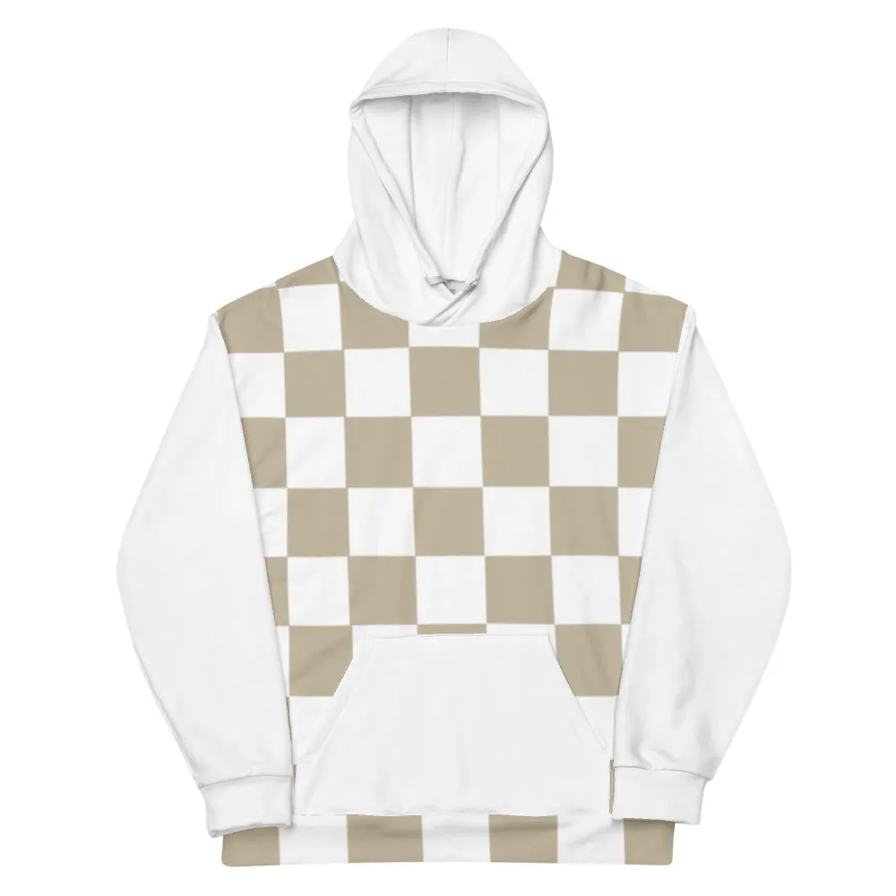 Mocca White Chequered - Sustainably Made Hoodie