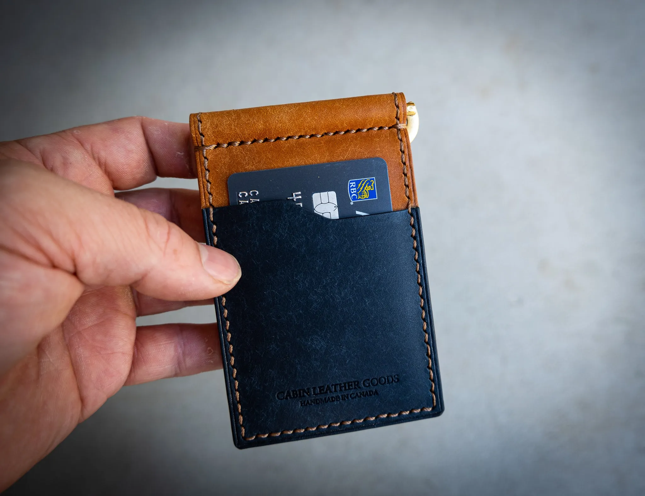 Money Clip Wallet - Blue and Cognac Pueblo