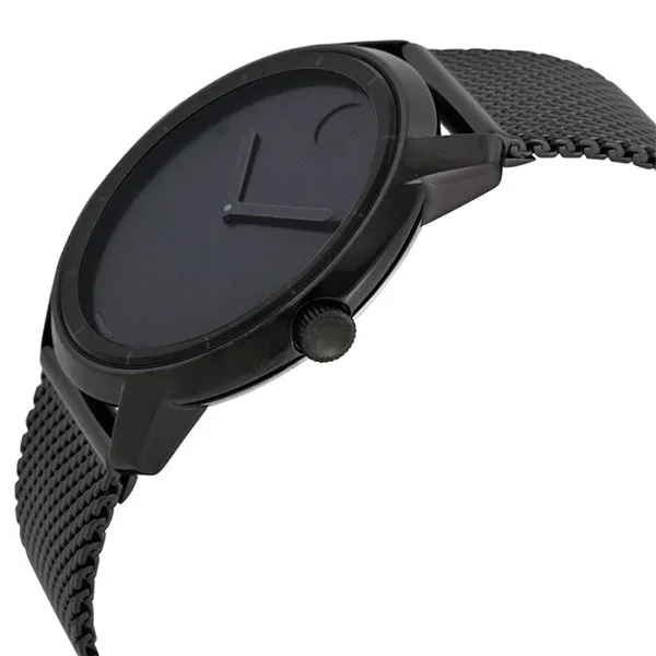 Movado Bold Series Black Stainless Steel Mesh Black Dial Quartz Watch for Gents- 3600261