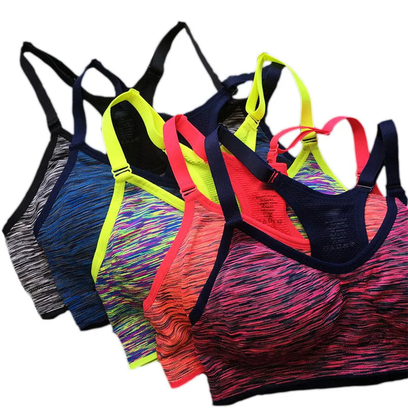 Multi-Color Padded Quick Dry Sports Bra, Wirefree and Adjustable