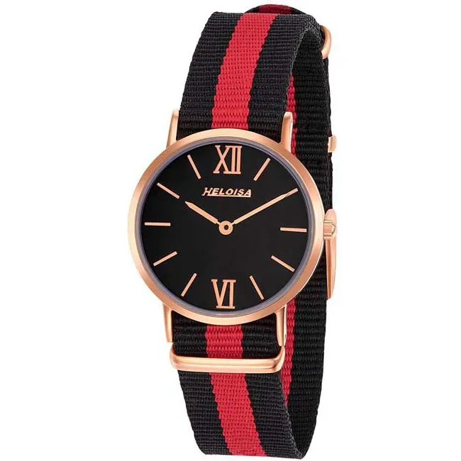 Nato Band with Black Dial Round Golden Rose Case Watch For Women - Heloisa 76120348