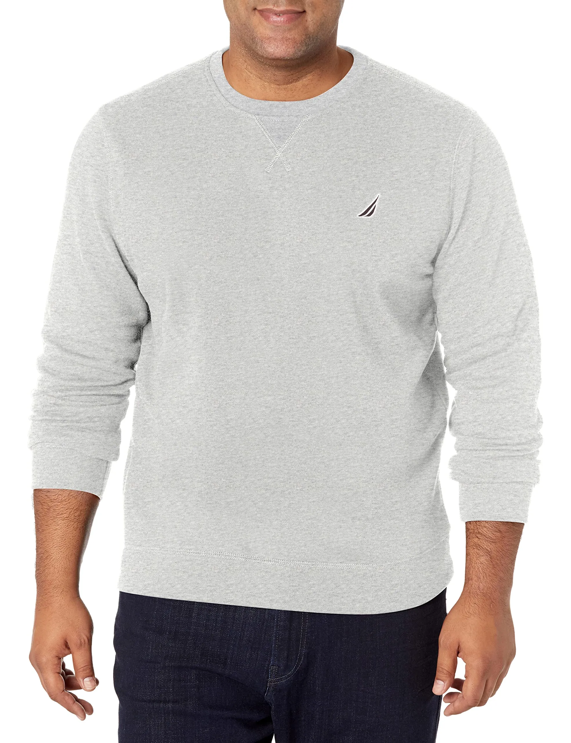 Nautica Men's Basic Crew Neck Fleece Sweatshirt, Grey Heather, X-Large