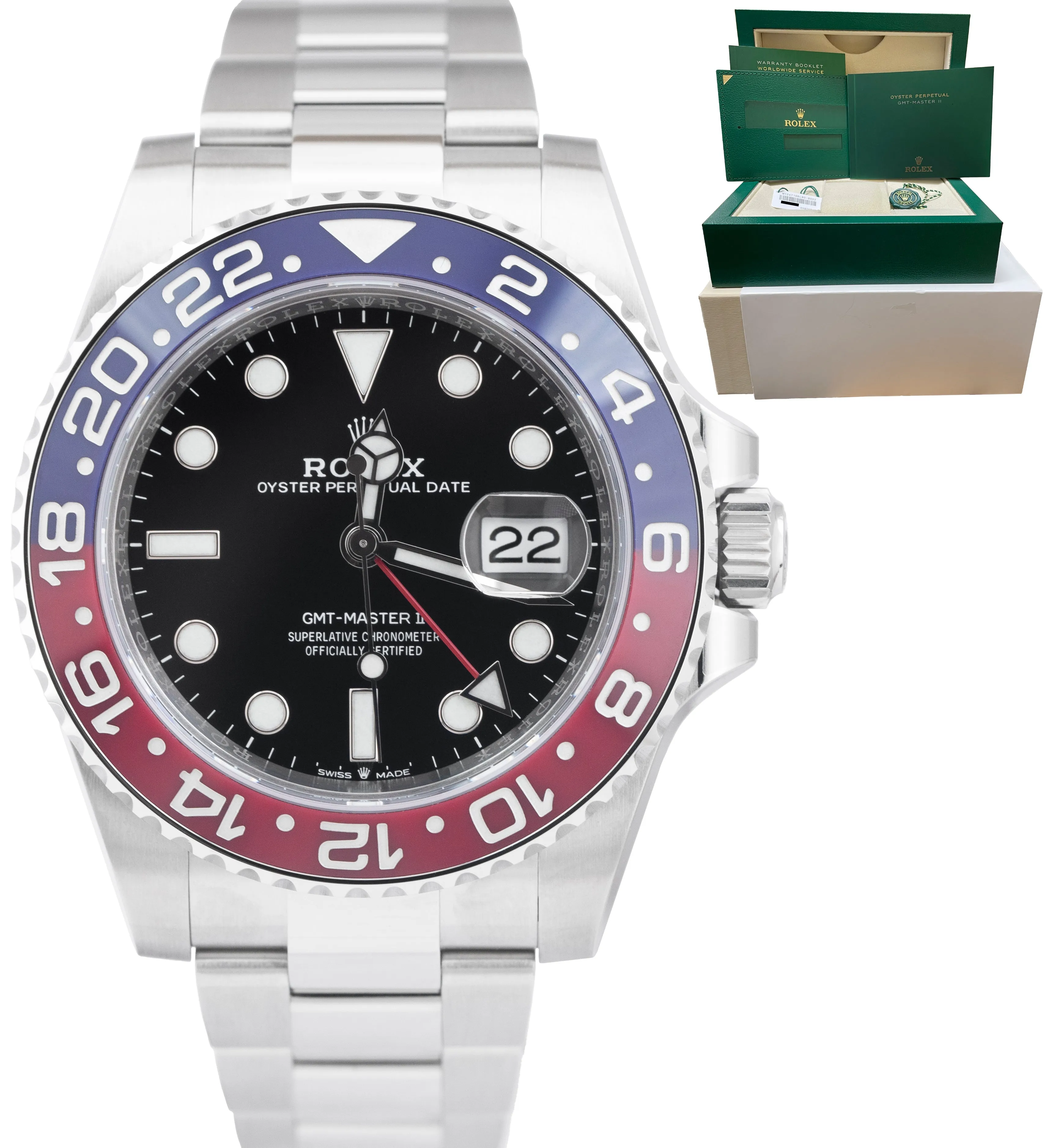 NEW 2021 Rolex GMT-Master II Ceramic PEPSI OYSTER BRACELET 40mm 126710 BLRO