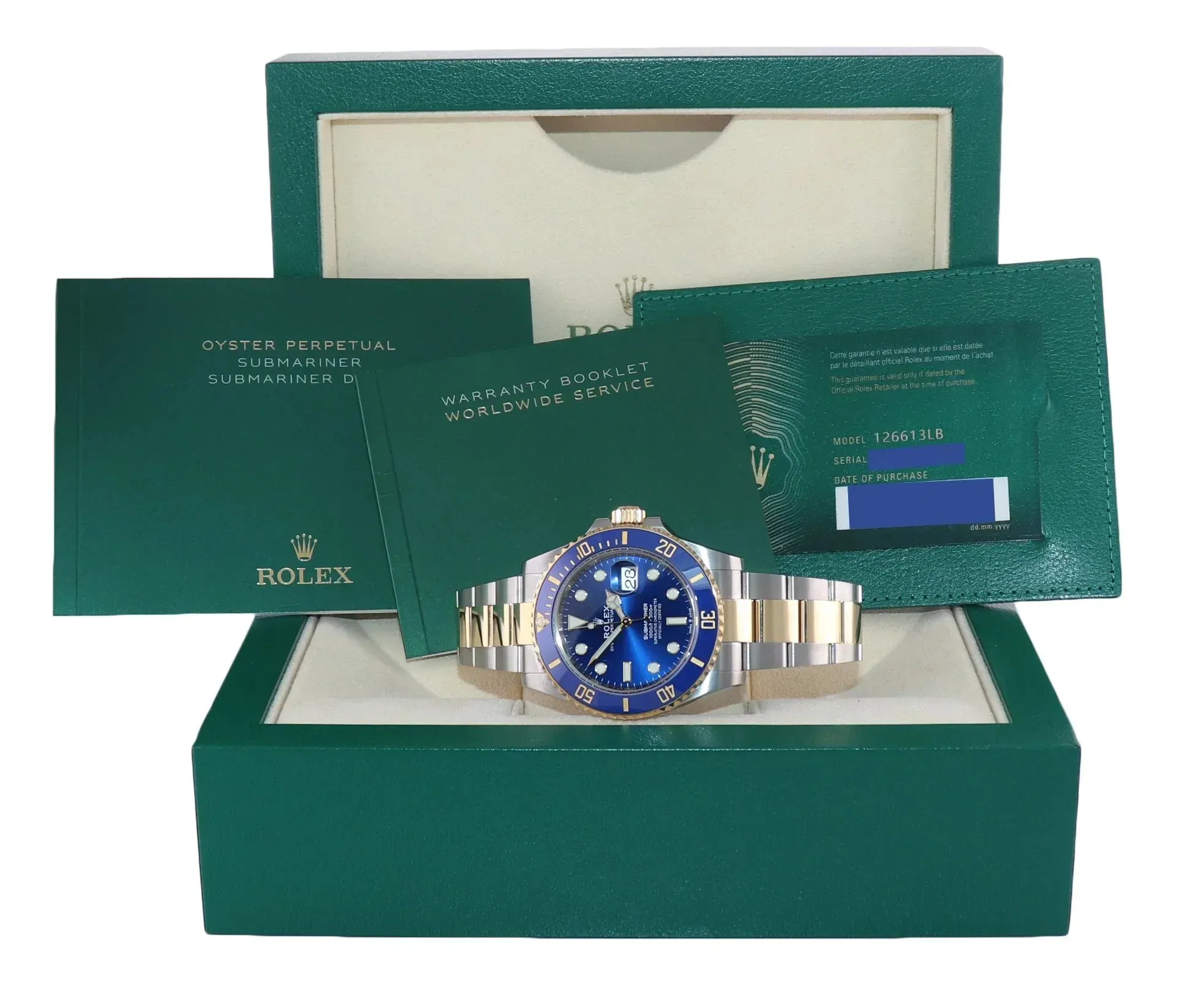 NEW 2022 PAPERS Rolex Submariner 41mm Blue 126613LB Two Tone Gold Steel Watch