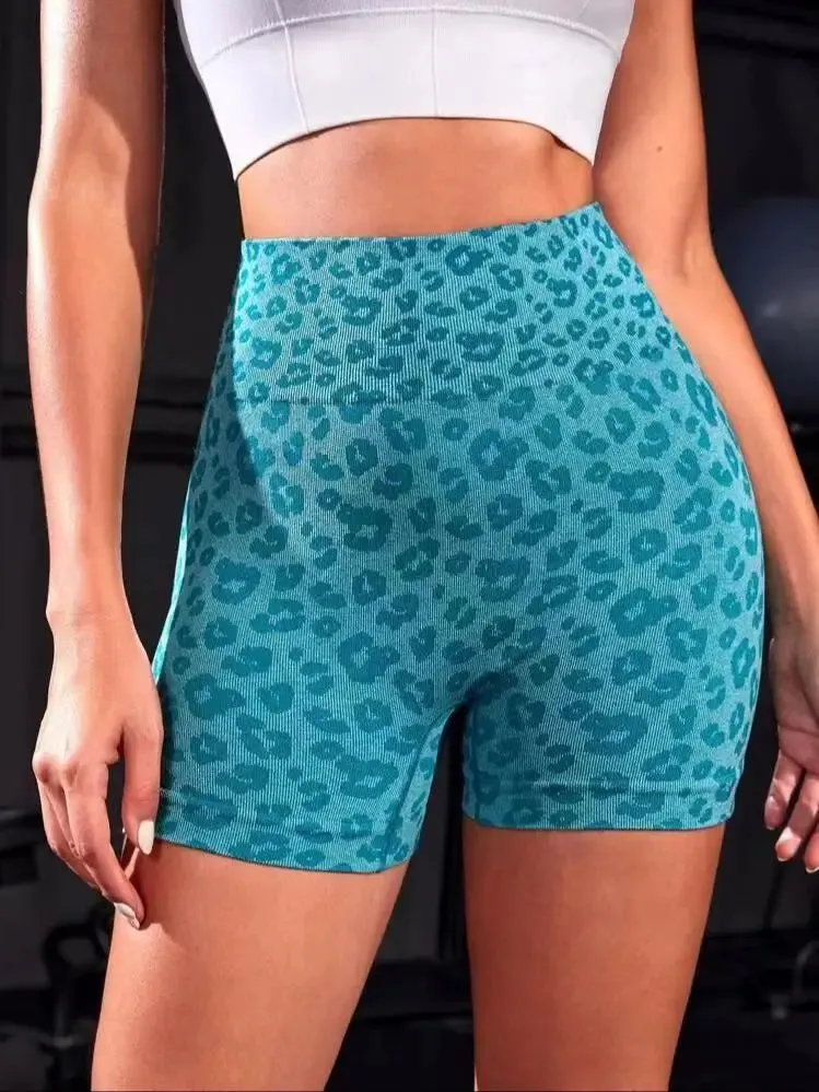 New Leopard Print Seamless Scrunch Butt Shorts