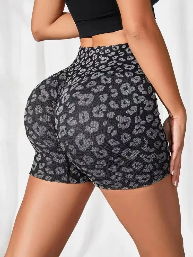 New Leopard Print Seamless Scrunch Butt Shorts