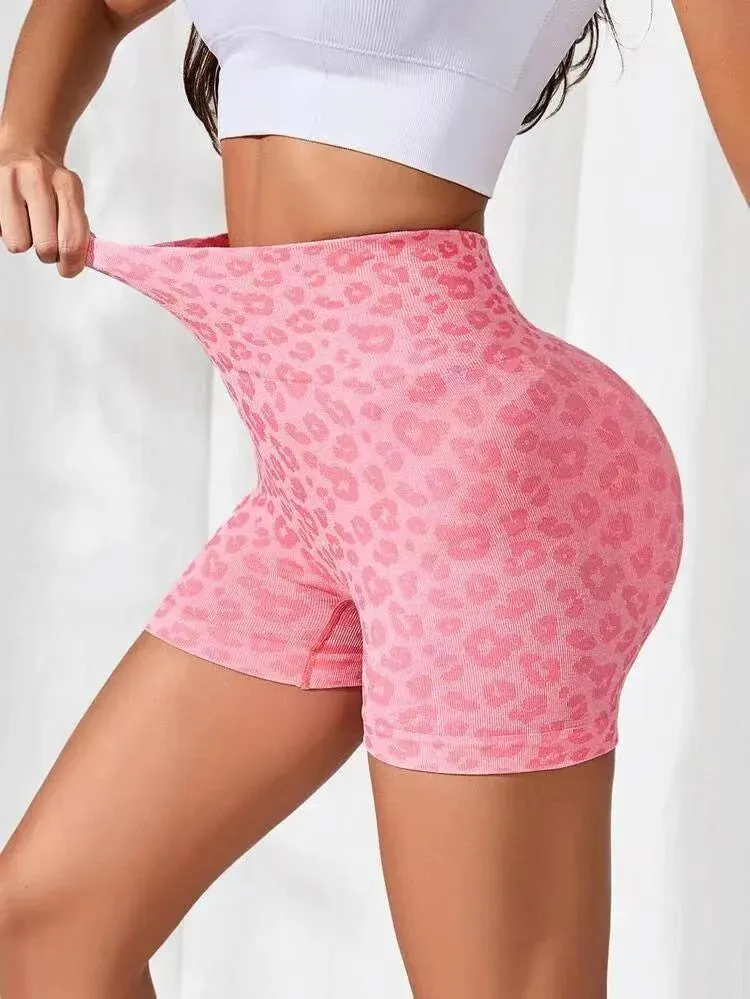 New Leopard Print Seamless Scrunch Butt Shorts