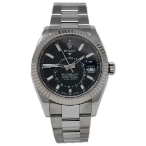 NEW! Rolex Men's Sky-Dweller Stainless Steel 42mm Black Stick Dial Watch Reference #: 3269343