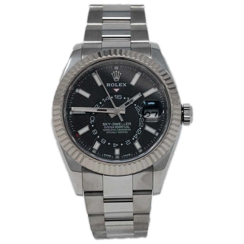 NEW! Rolex Men's Sky-Dweller Stainless Steel 42mm Black Stick Dial Watch Reference #: 3269343