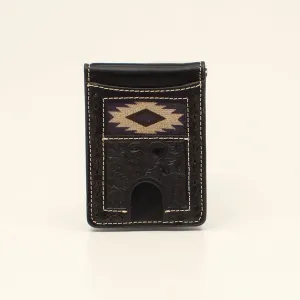 Nocona Men's Black Southwest with Floral Tooling Bifold Wallet