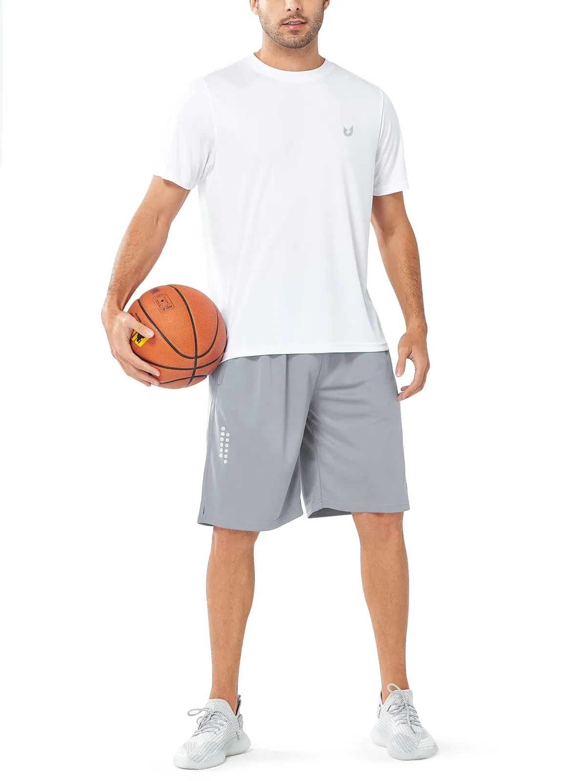 NORTHYARD Men's 10" Athletic Basketball Shorts Workout Gym Quick Dry Shorts Lightweight Mesh Training Shorts for Men Exercise Lightgrey