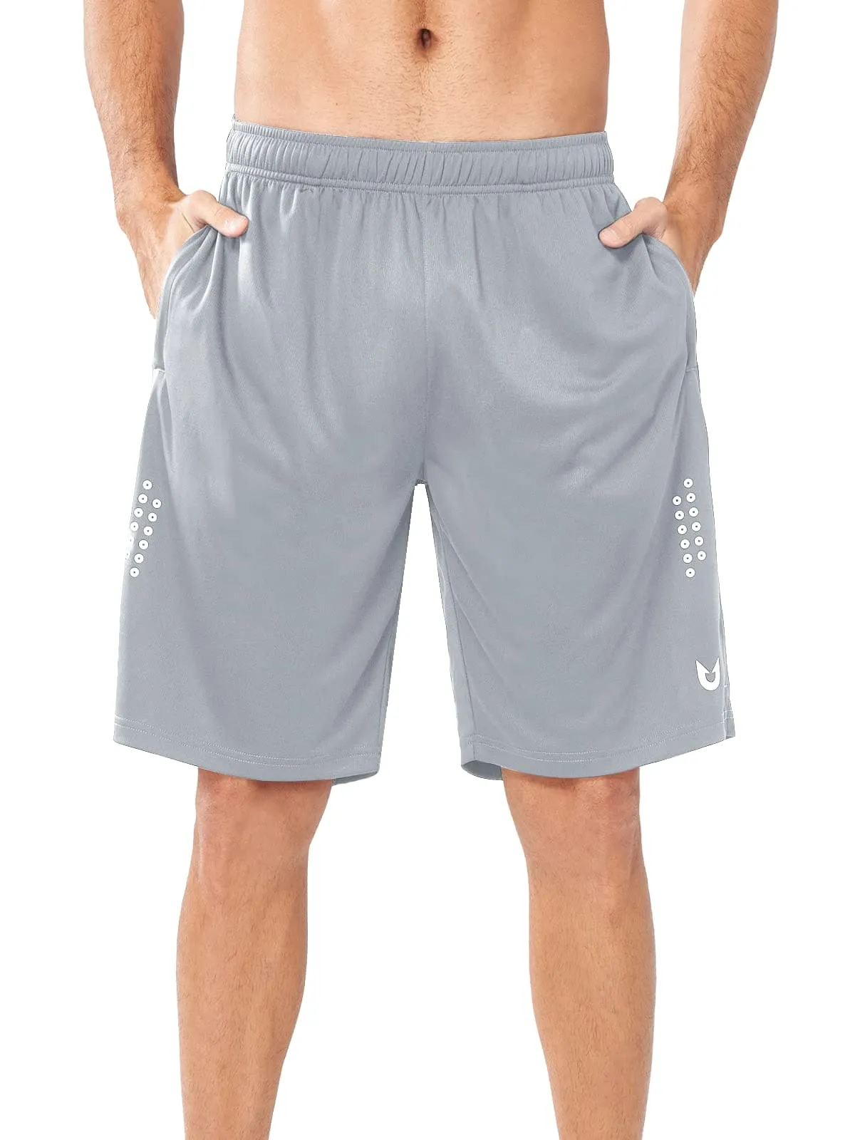 NORTHYARD Men's 10" Athletic Basketball Shorts Workout Gym Quick Dry Shorts Lightweight Mesh Training Shorts for Men Exercise Lightgrey