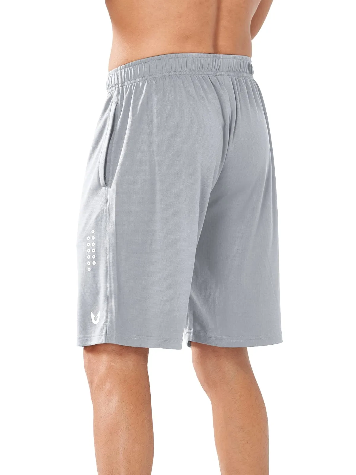 NORTHYARD Men's 10" Athletic Basketball Shorts Workout Gym Quick Dry Shorts Lightweight Mesh Training Shorts for Men Exercise Lightgrey