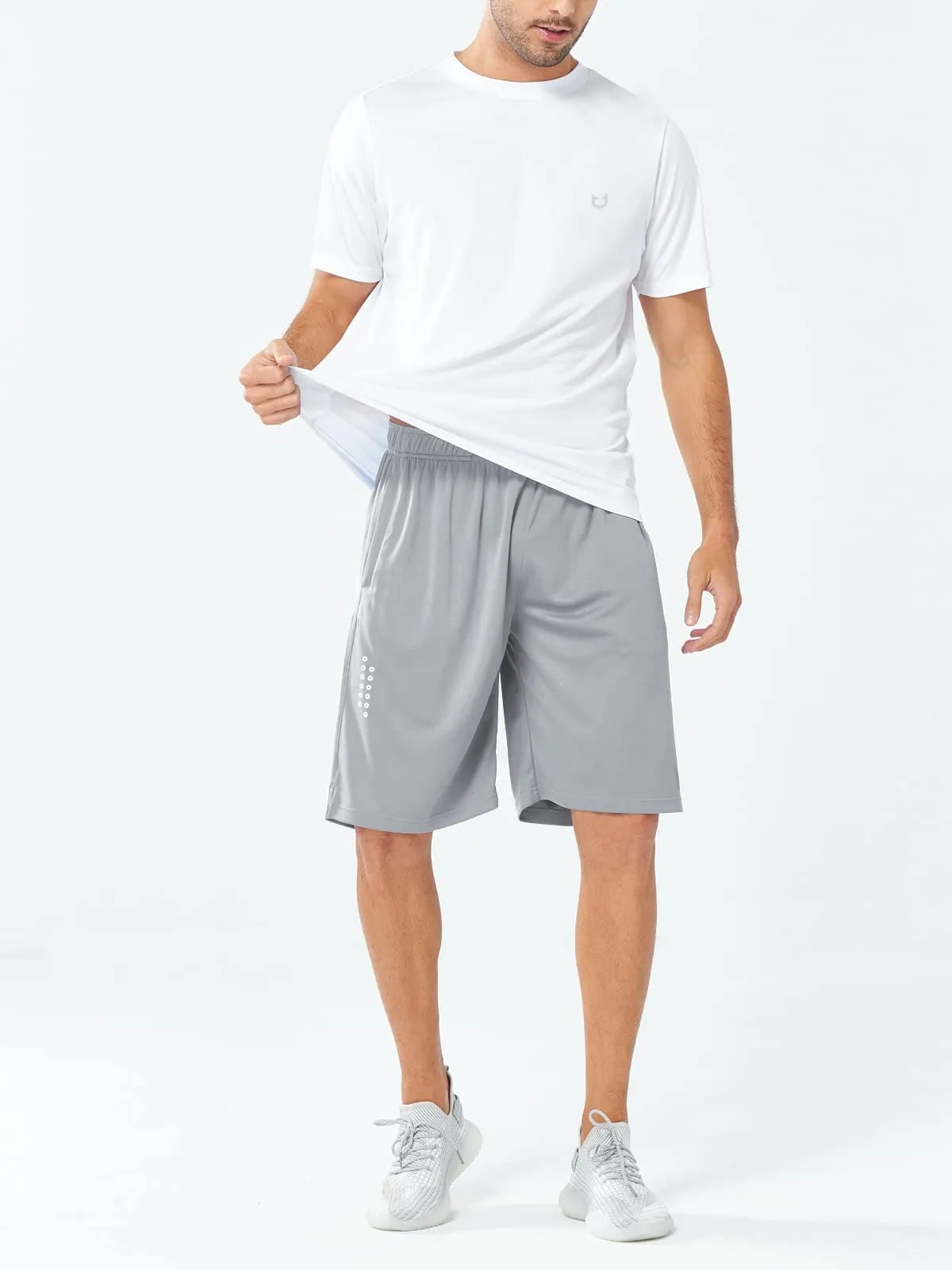 NORTHYARD Men's 10" Athletic Basketball Shorts Workout Gym Quick Dry Shorts Lightweight Mesh Training Shorts for Men Exercise Lightgrey