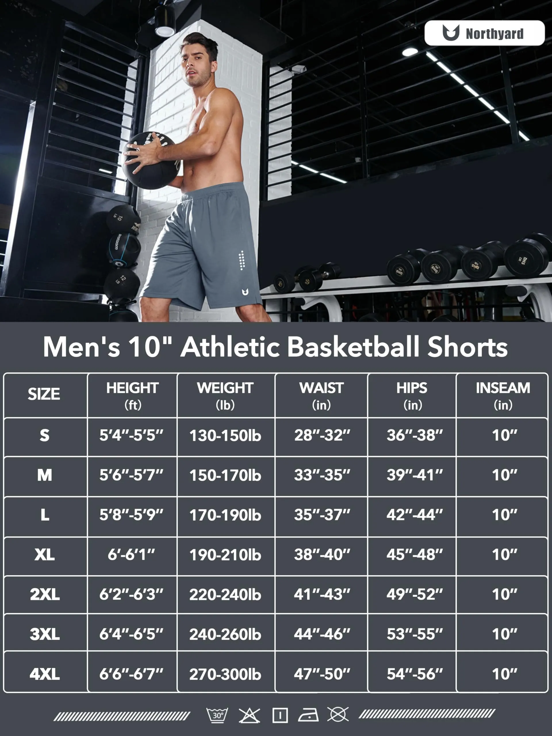 NORTHYARD Men's 10" Athletic Basketball Shorts Workout Gym Quick Dry Shorts Lightweight Mesh Training Shorts for Men Exercise