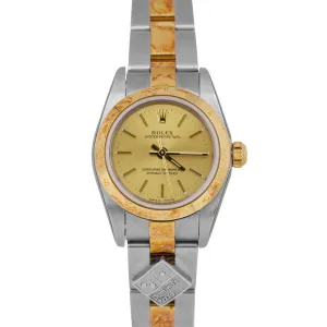 NOS STICKERED PAPERS Rolex Oyster Perpetual CHAMPAGNE 18K DOMINO 24mm 76183 B P