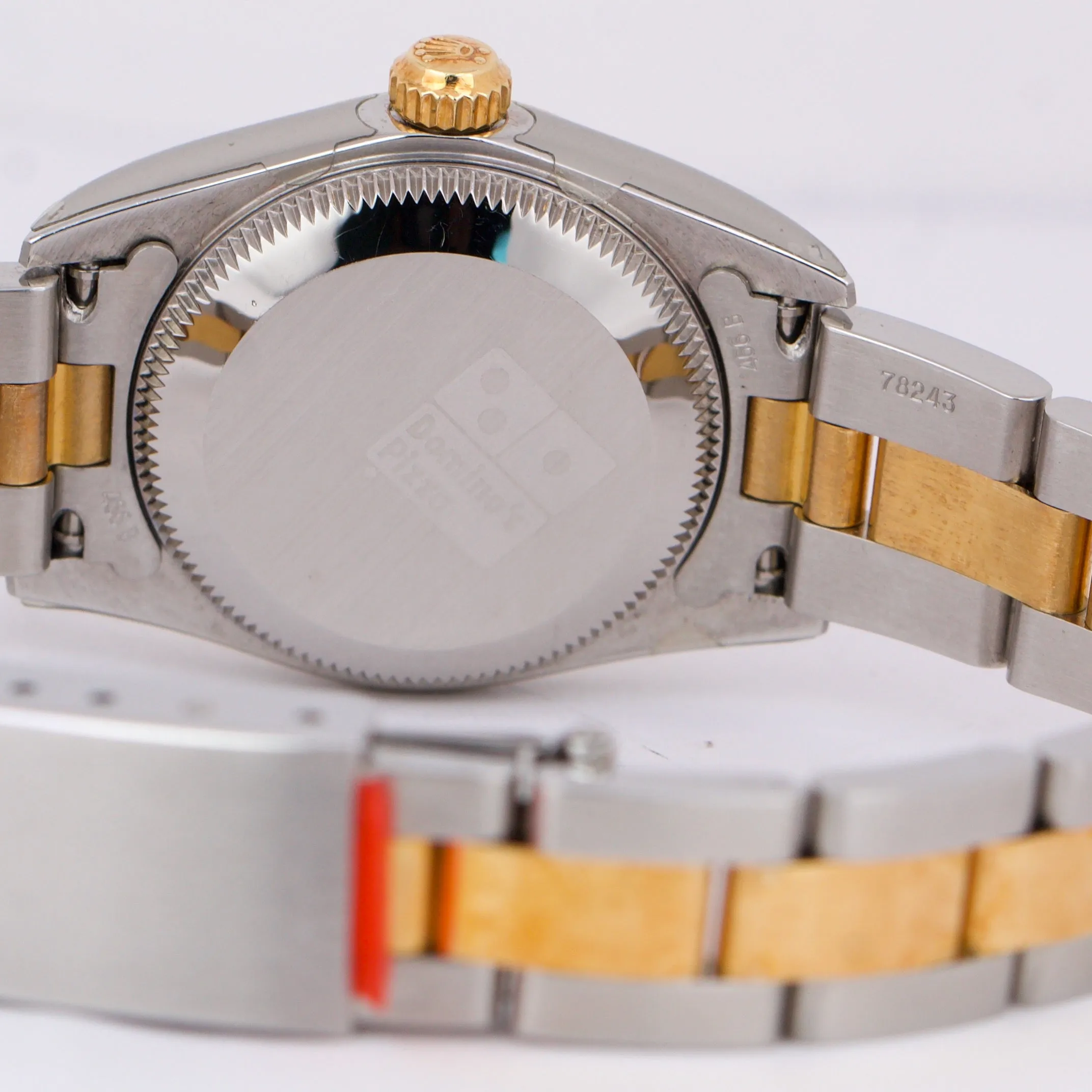 NOS STICKERED PAPERS Rolex Oyster Perpetual CHAMPAGNE 18K DOMINO 24mm 76183 B P