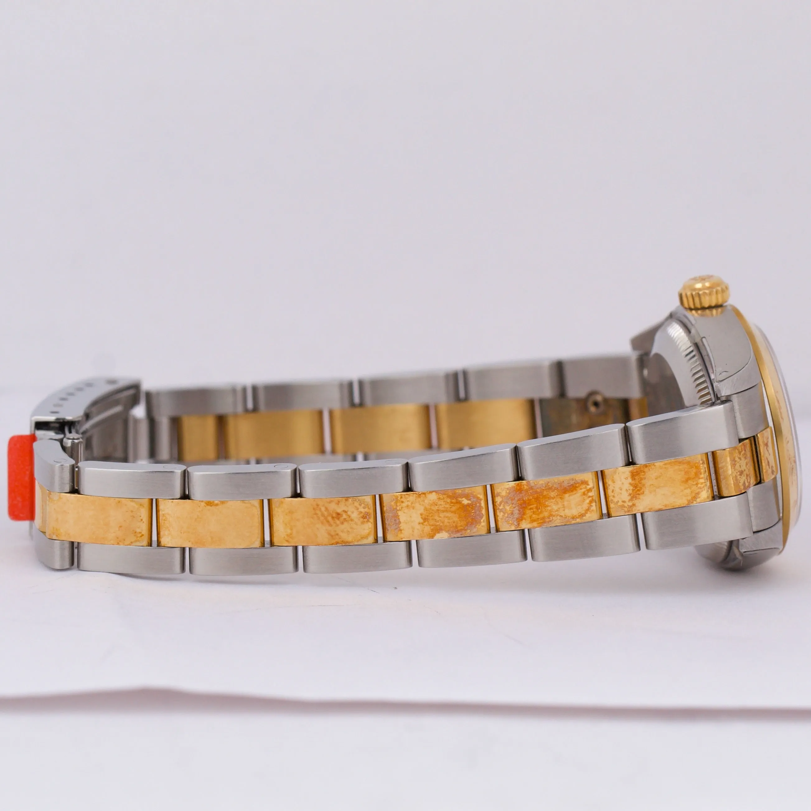 NOS STICKERED PAPERS Rolex Oyster Perpetual CHAMPAGNE 18K DOMINO 24mm 76183 B P