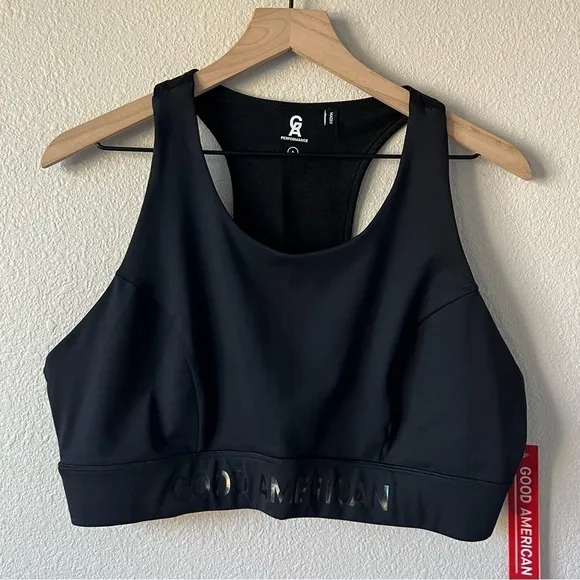 NWT Good American Black Core Power Sports Bra- Size 2X