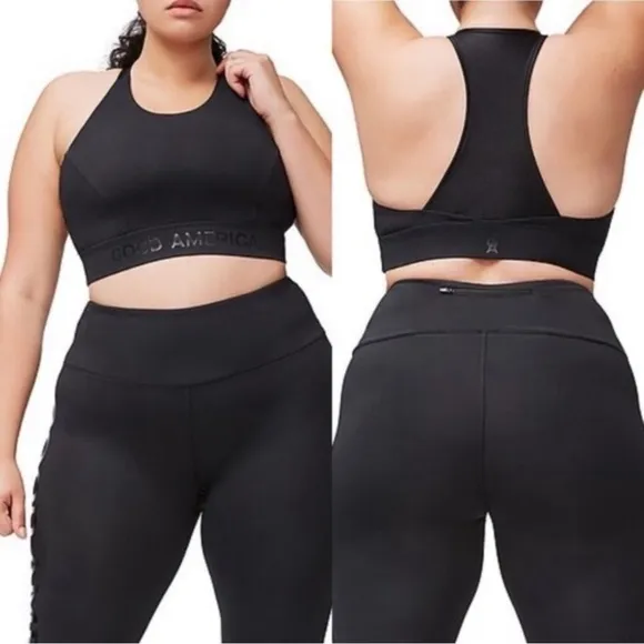 NWT Good American Black Core Power Sports Bra- Size 2X