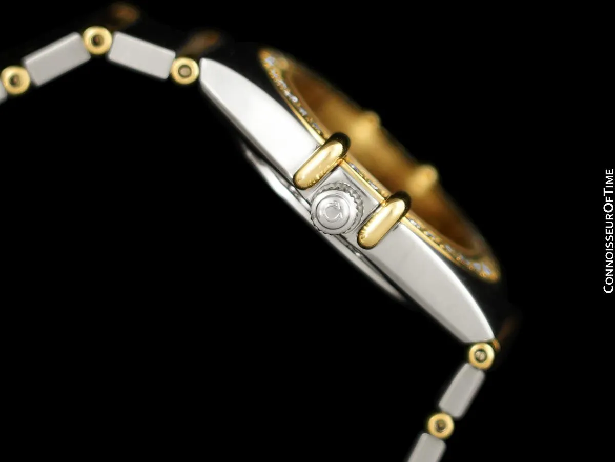Omega Ladies Constellation Manhattan Bracelet Watch - 18K Gold, Stainless Steel & Factory Set Diamonds