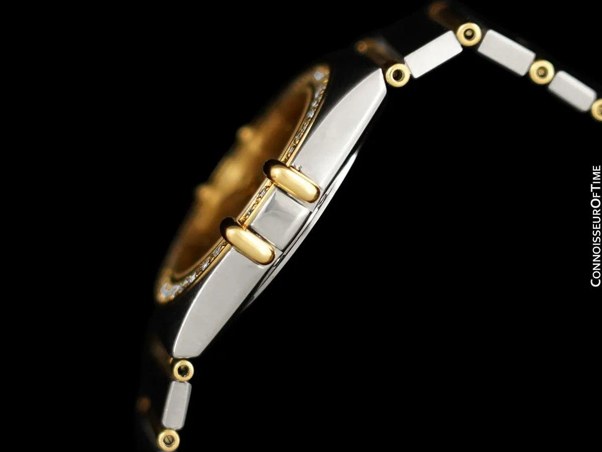 Omega Ladies Constellation Manhattan Bracelet Watch - 18K Gold, Stainless Steel & Factory Set Diamonds