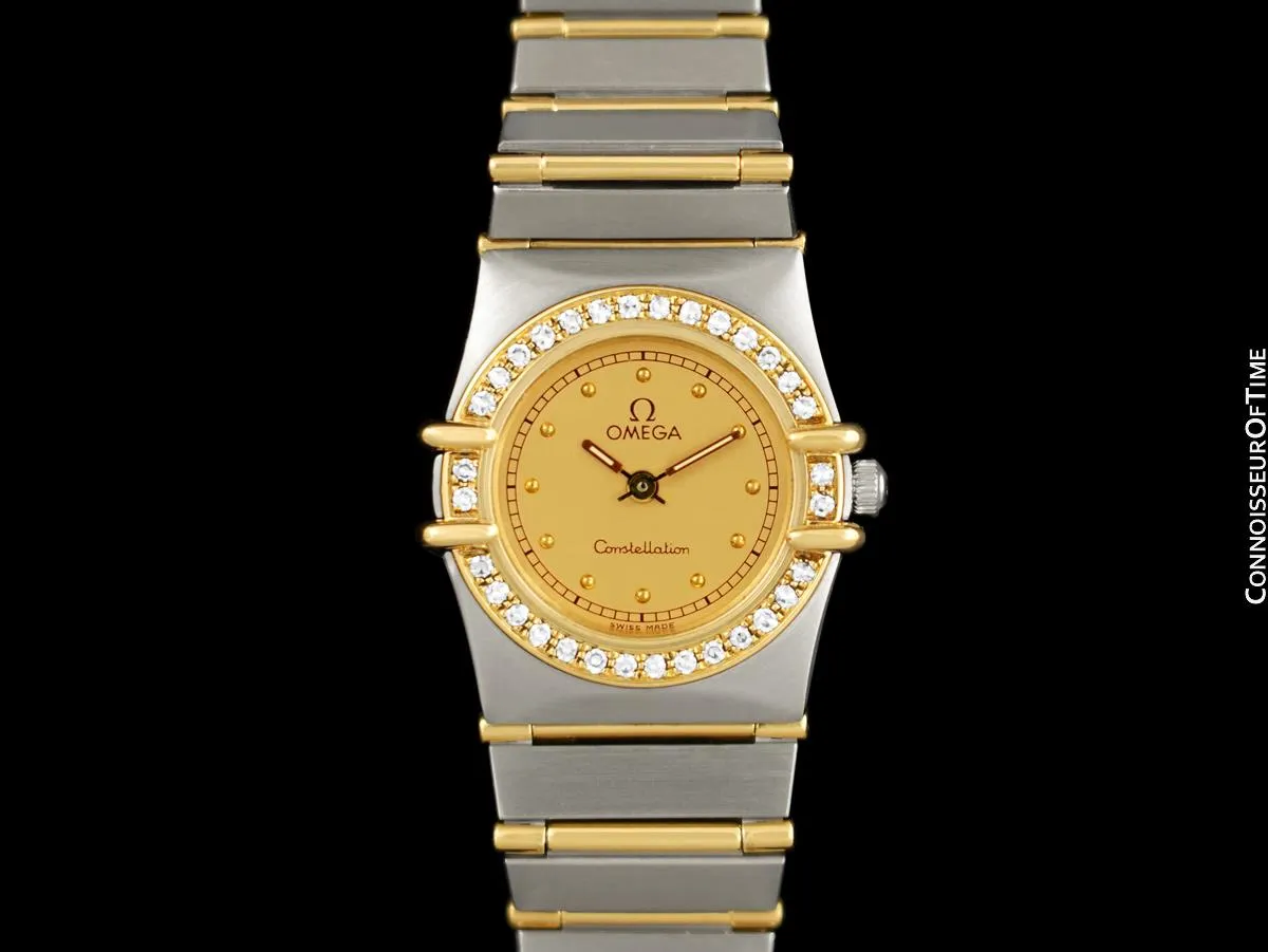 Omega Ladies Constellation Manhattan Bracelet Watch - 18K Gold, Stainless Steel & Factory Set Diamonds