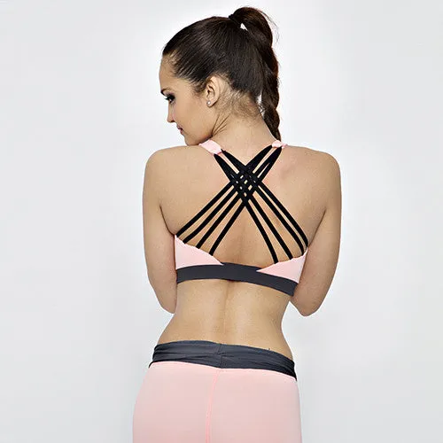 Open Back Sports Bra with Push Up Padding