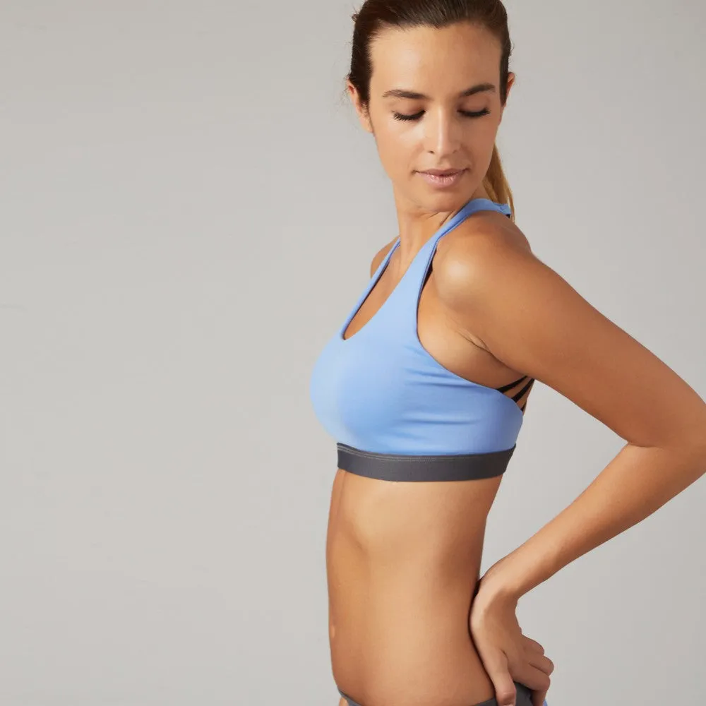 Open Back Sports Bra with Push Up Padding