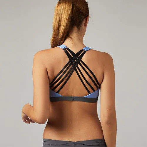 Open Back Sports Bra with Push Up Padding