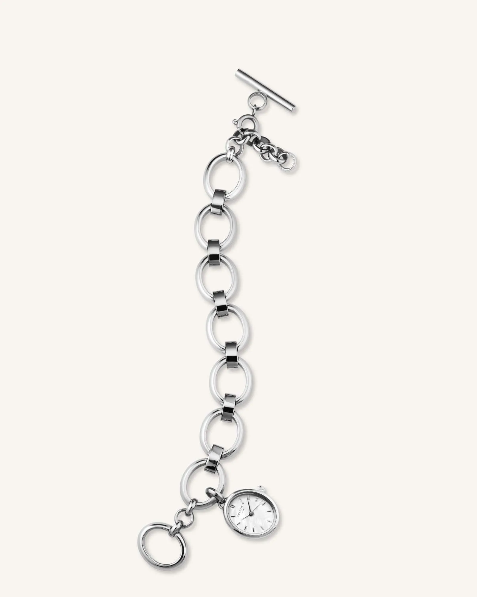 Oval Charm Chain Silver-Engraved