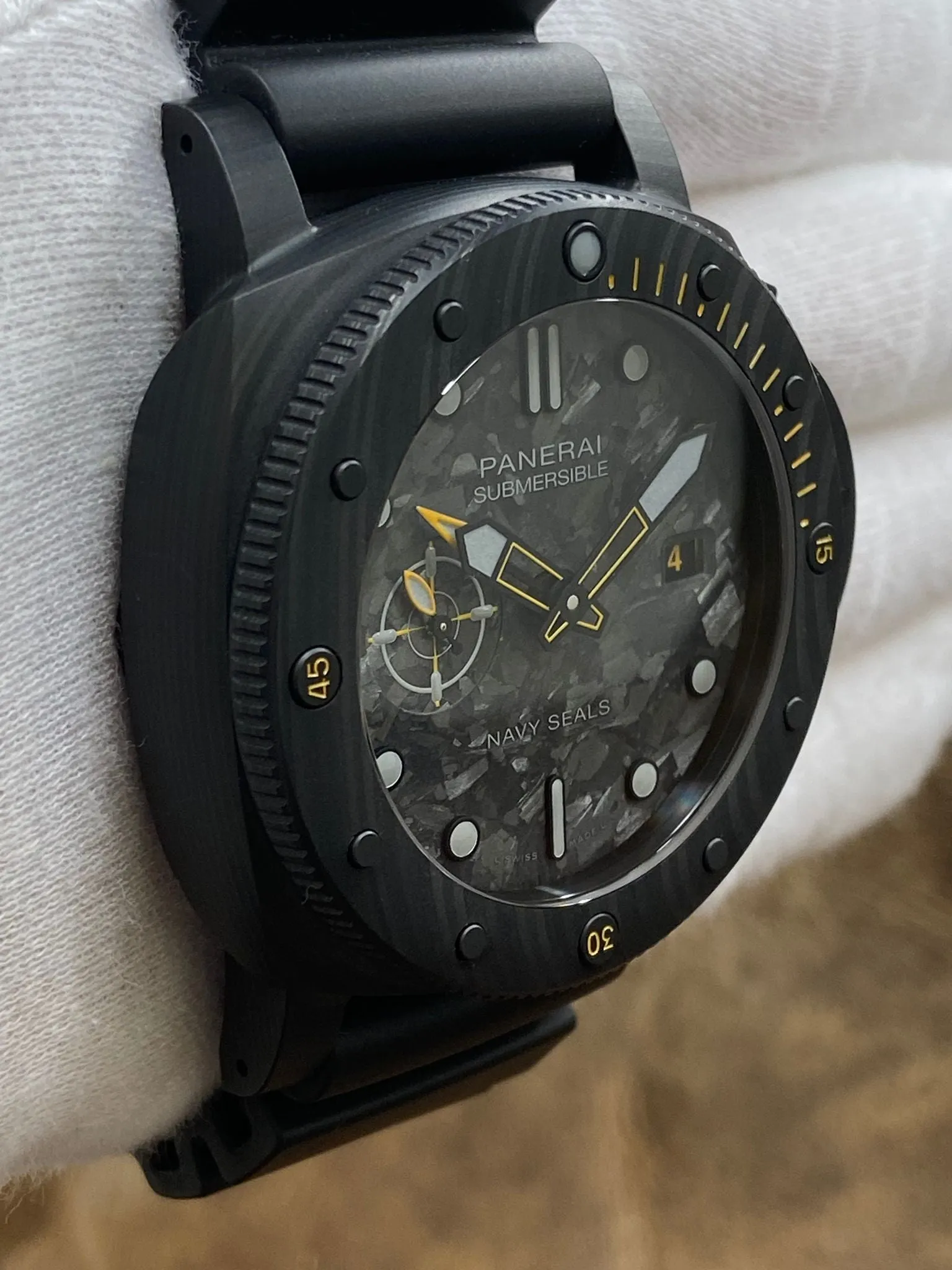 Panerai Luminor Submersible Carbotech Navy Seals GMT PAM01324 Black Dial Automatic Men's Watch