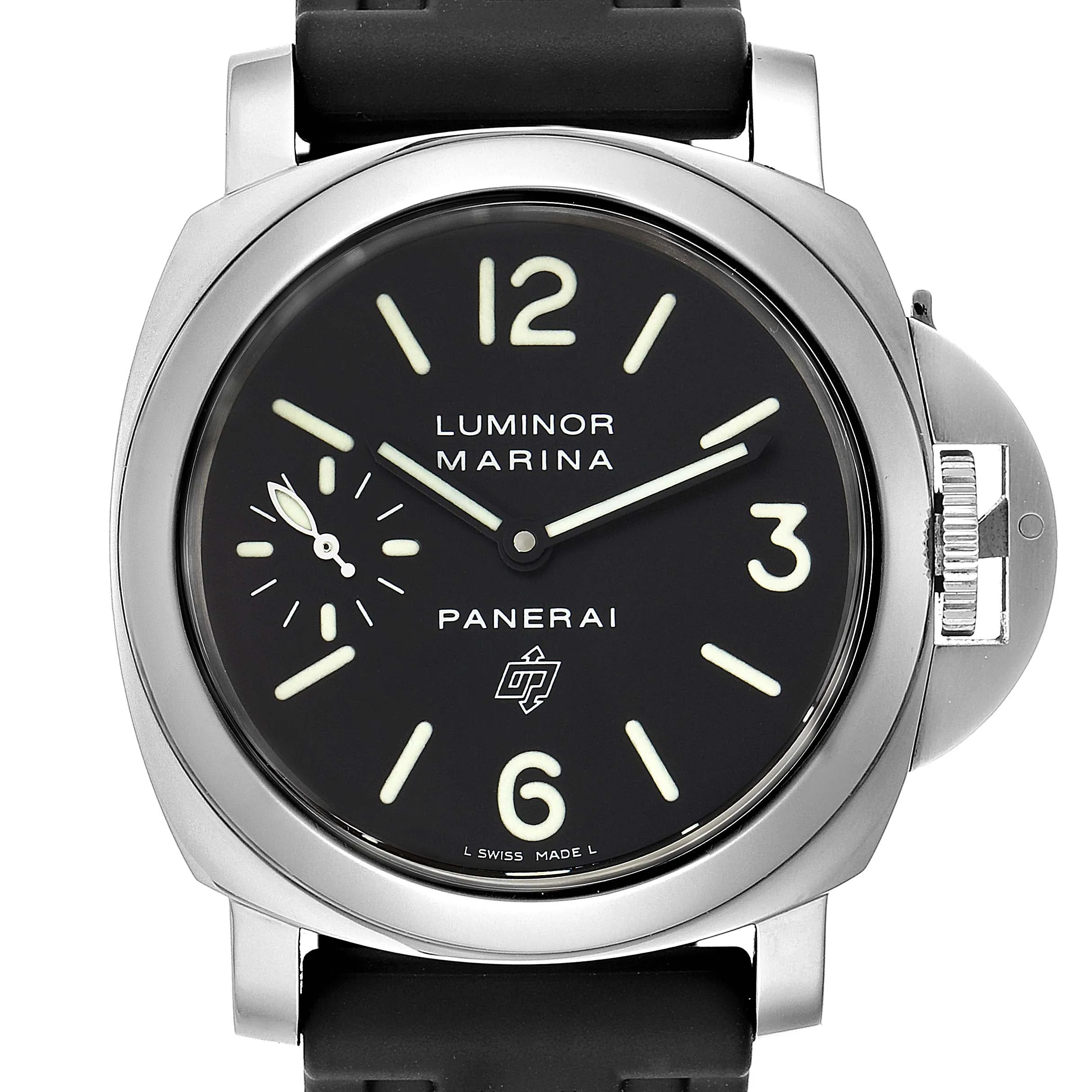 Panerai Men's Luminor Marina Base Logo Stainless Steel 44mm Black Stick & Arabic Numeral Dial Watch