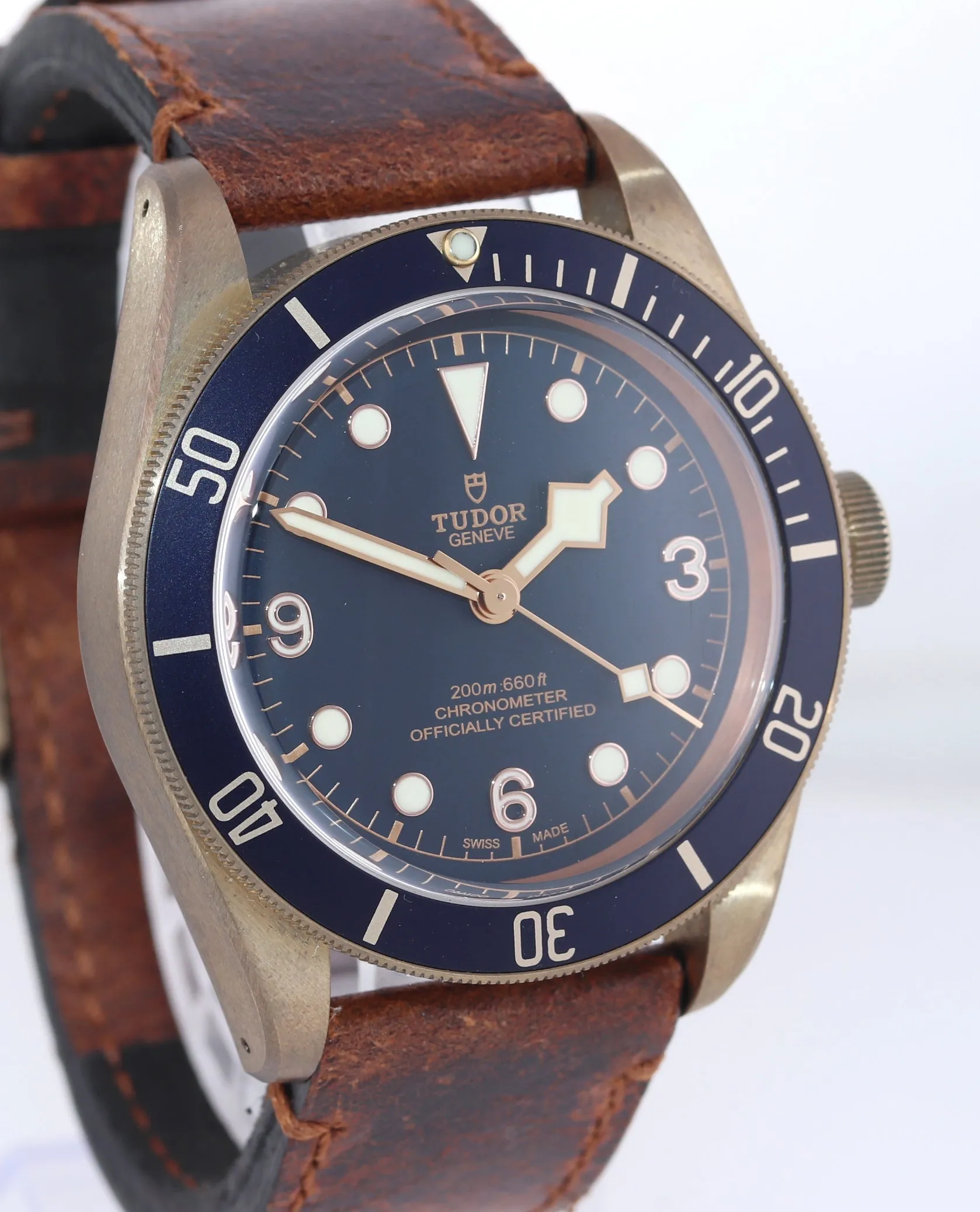 PAPERS 2021 Tudor Black Bay Heritage Bucherer Blue Bronze 43mm Leather 79250 Watch