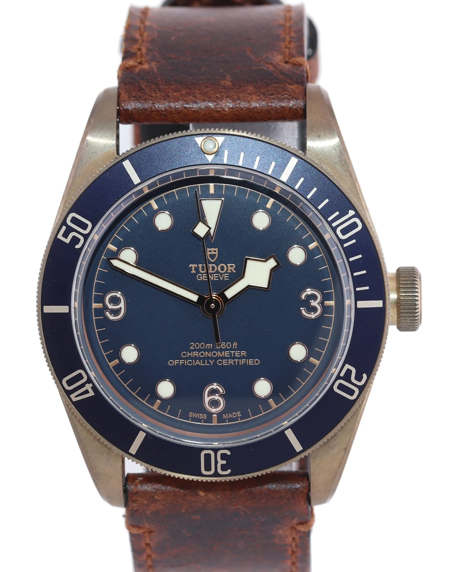 PAPERS 2021 Tudor Black Bay Heritage Bucherer Blue Bronze 43mm Leather 79250 Watch