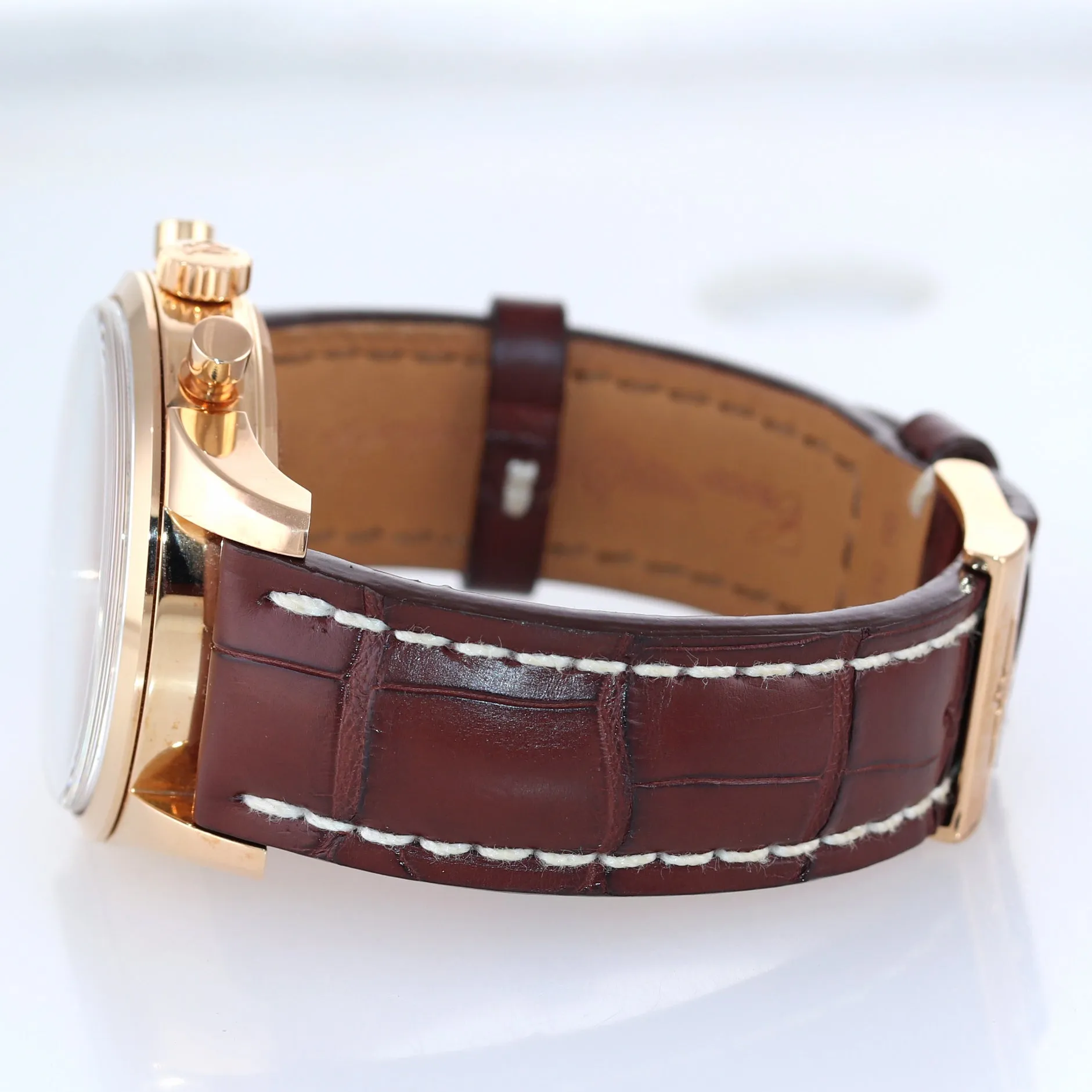 PAPERS Breitling Transocean Chronograph 18K Rose Gold RB0152 43mm Silver Watch