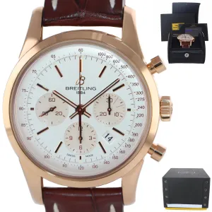 PAPERS Breitling Transocean Chronograph 18K Rose Gold RB0152 43mm Silver Watch