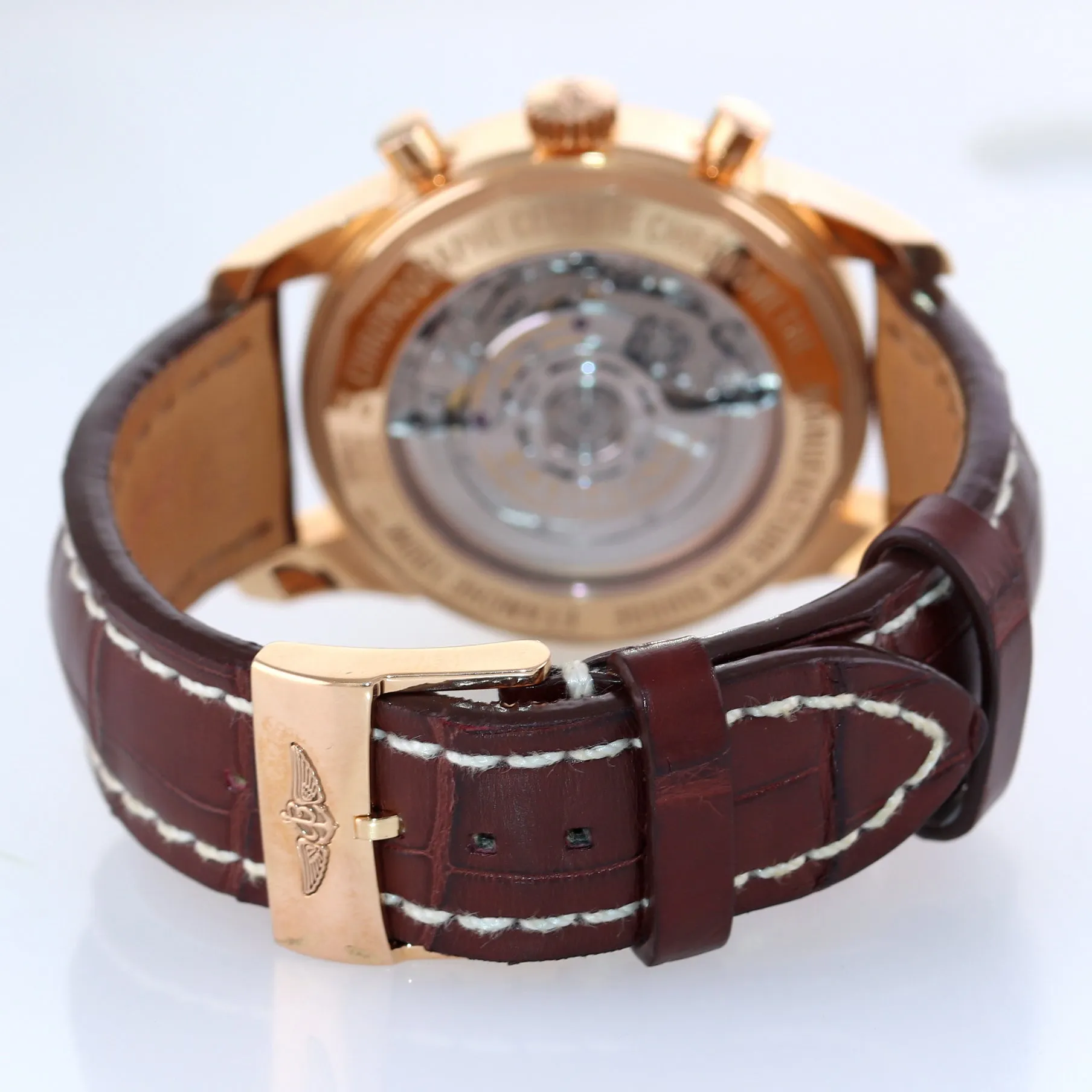 PAPERS Breitling Transocean Chronograph 18K Rose Gold RB0152 43mm Silver Watch