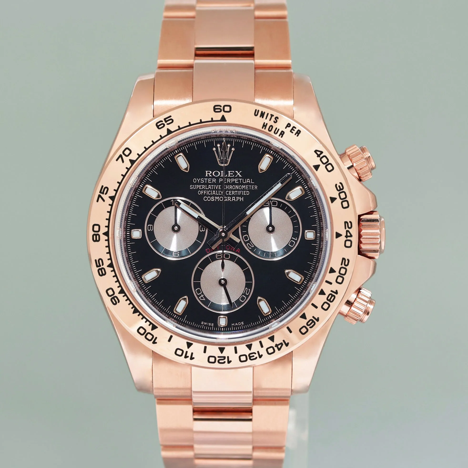 PAPERS MINT Rolex Daytona Cosmograph 18k Rose Gold Black Dial 116505 Watch